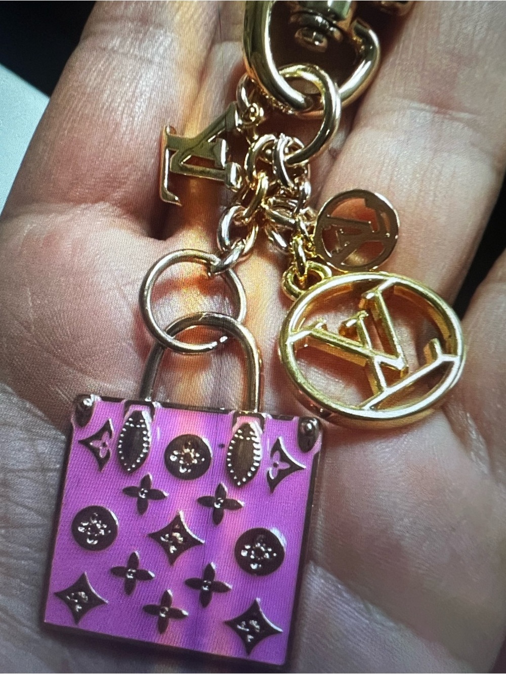 Pink unbranded Upcycled   Fashion Monogram Padlock Key & Bag Charm